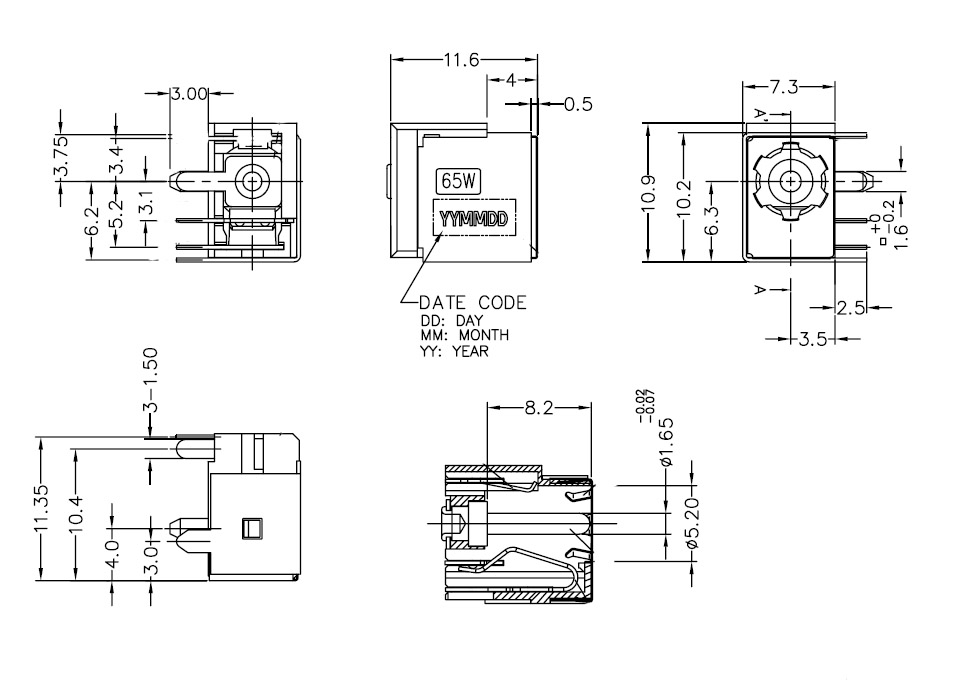 Power jack for Acer G727Y 1.65mm