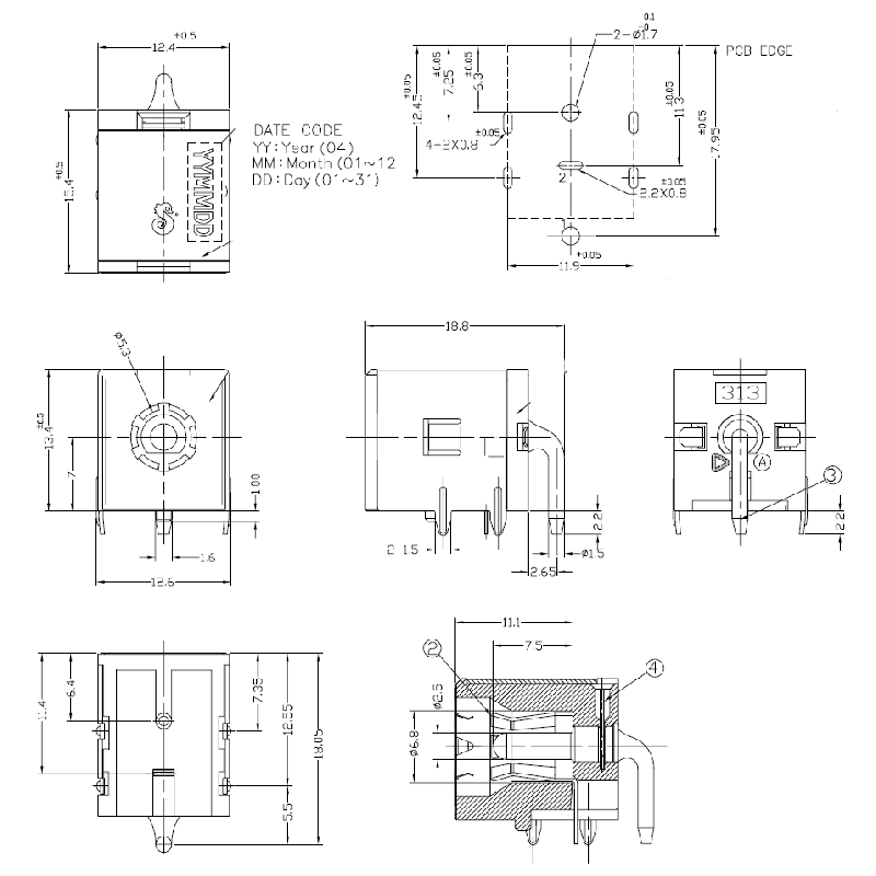 Разъем питания ноутбука Toshiba тип G313 2.5мм datasheet
