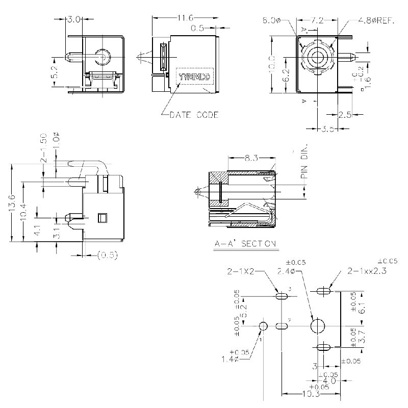 Разъем питания ноутбука Acer, Benq тип G756 1.65мм DATASHEET
