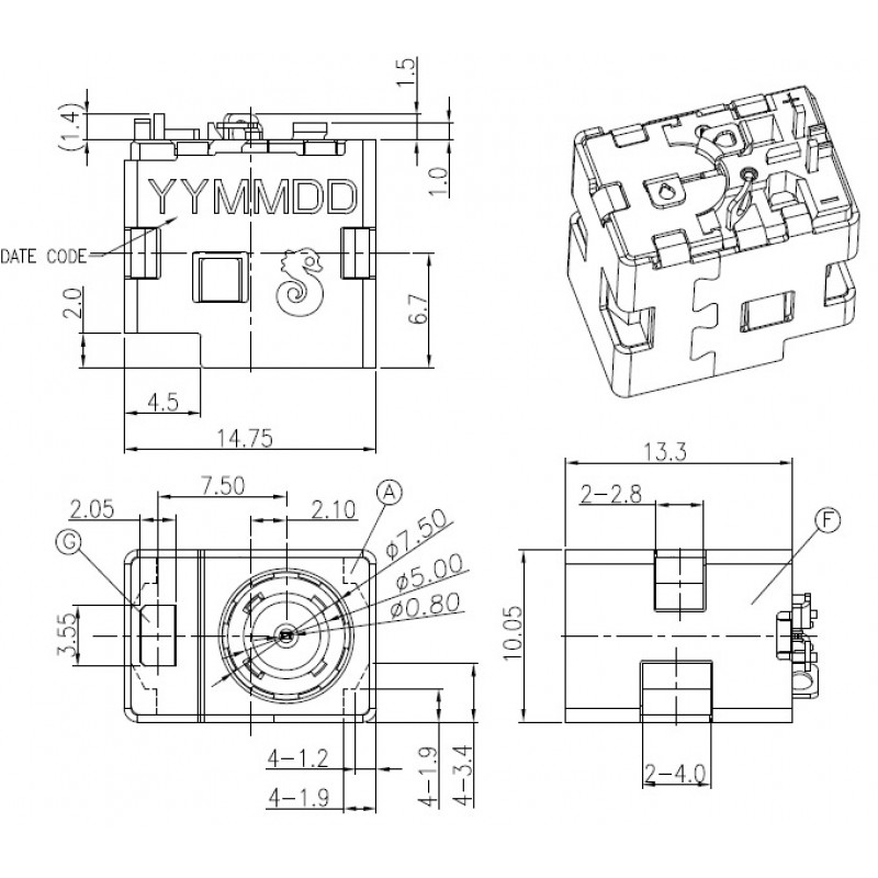 Разъем питания ноутбука HP тип HP05 datasheet
